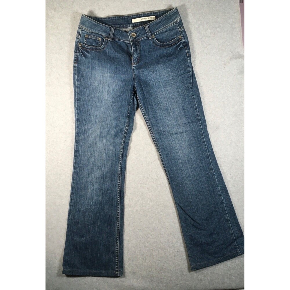 DKNY Pants Womens 8 Blue Denim Jeans Bootcut Leg Medium Wash 5 Pockets Zip